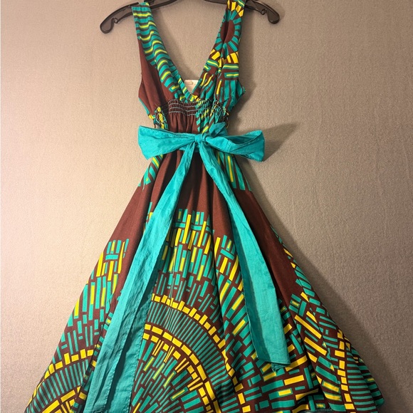 Forever 21 Brown and Teal Backless Dress - Picture 5 of 12